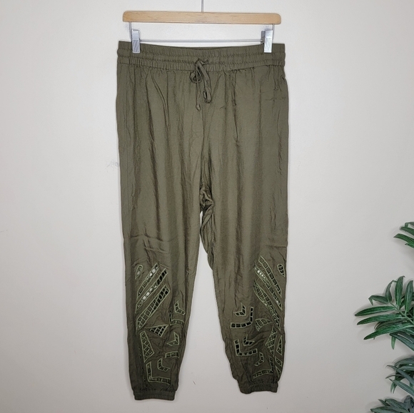 Anthropologie Dolan | Olive Green Joggers with Cutout Details Size Medium - Picture 1 of 5
